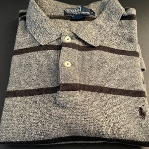 Vintage Polo Ralph Lauren Long Sleeve Gray and Black Striped Shirt.